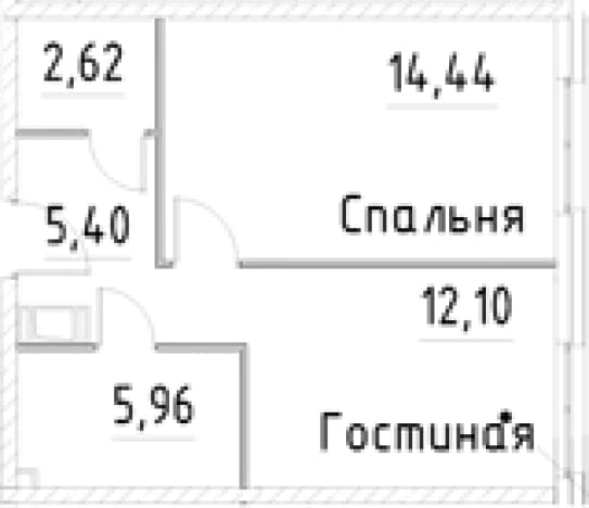 . Вариант № 1920289, 0, площадь - 40.52 квм, цена 9539955 рублей