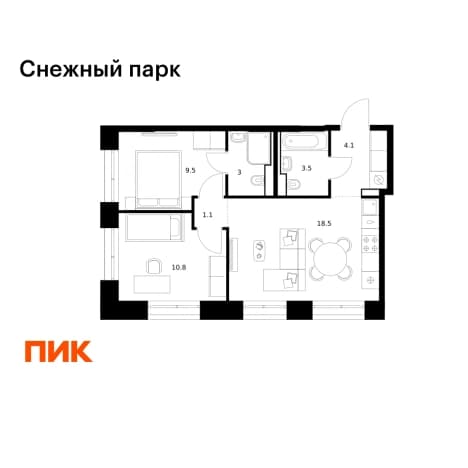 Купить двухкомнатную квартиру в новостройках в ЖК Снежный парк в Владивостоке. Вариант № 2051787, 1, площадь - квм, цена 10408050 рублей