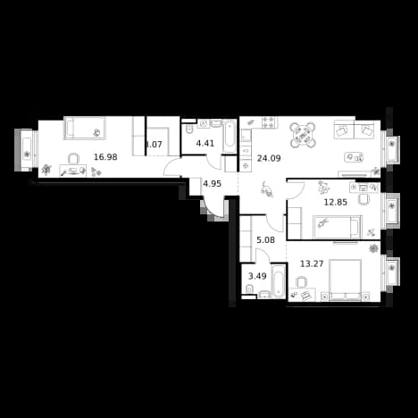. Вариант № 2178653, 0, площадь - 88.19 квм, цена 19268721 рублей