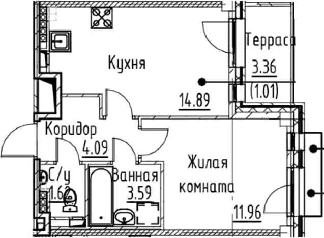 . Вариант № 1831205, 0, площадь - 36.15 квм, цена 11055149 рублей