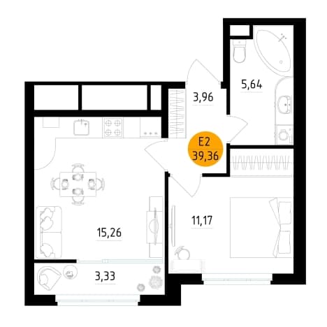 Купить квартиру площадью 40 кв.м в Рязанской области. Вариант № 2341311, 1, площадь - квм, цена 5076259 рублей