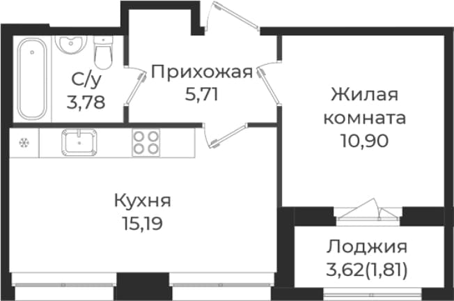 . Вариант № 1838733, 0, площадь - 35.58 квм, цена 5838449 рублей