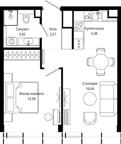 . Вариант № 2281222, 0, площадь - 44.1 квм, цена 32320890 рублей