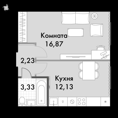 . Вариант № 1039141, 0, площадь - 34.4 квм, цена 10492000 рублей
