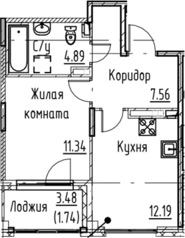 . Вариант № 1831195, 0, площадь - 35.98 квм, цена 10108960 рублей