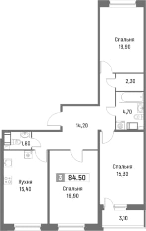 . Вариант № 1872817, 0, площадь - 82.95 квм, цена 15464055 рублей