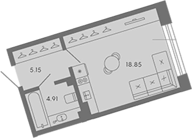 . Вариант № 1782592, 0, площадь - 28.91 квм, цена 18503846 рублей