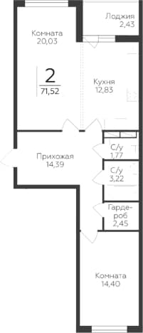 . Вариант № 1931825, 0, площадь - 69.09 квм, цена 9751752 рублей