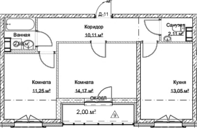 . Вариант № 1909836, 0, площадь - 54.3 квм, цена 20450000 рублей