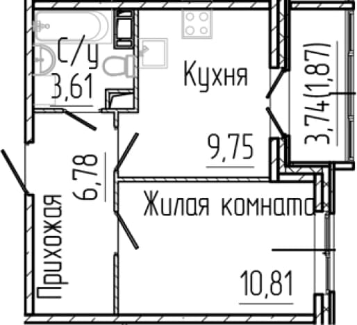 . Вариант № 2035815, 0, площадь - 30.96 квм, цена 6730150 рублей
