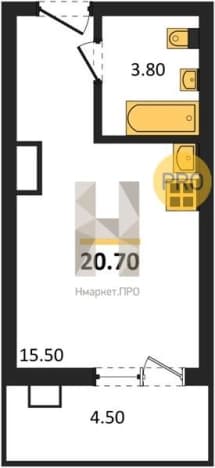 . Вариант № 1719945, 0, площадь - 20.7 квм, цена 3881545 рублей
