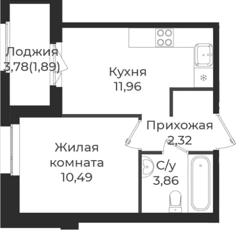 . Вариант № 1838961, 0, площадь - 28.63 квм, цена 4916772 рублей