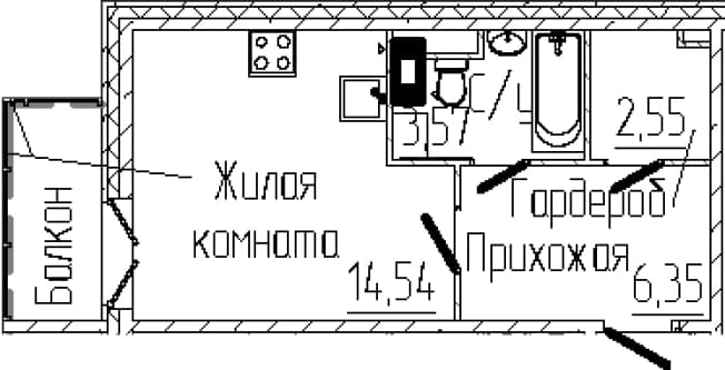 . Вариант № 1806013, 0, площадь - 27.01 квм, цена 5853895 рублей