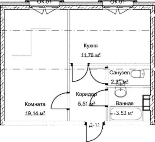 . Вариант № 1909825, 0, площадь - 42.8 квм, цена 14909000 рублей