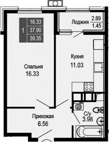 . Вариант № 2112297, 0, площадь - 37.9 квм, цена 11018000 рублей