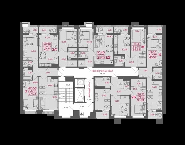 . Вариант № 2249183, 1, площадь - 67.64 квм, цена 5952320 рублей
