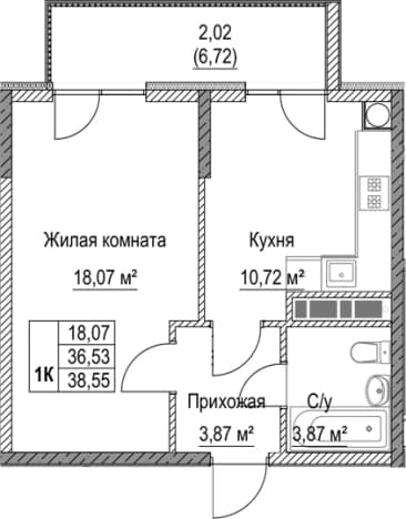 . Вариант № 2284196, 0, площадь - 36.53 квм, цена 7710000 рублей