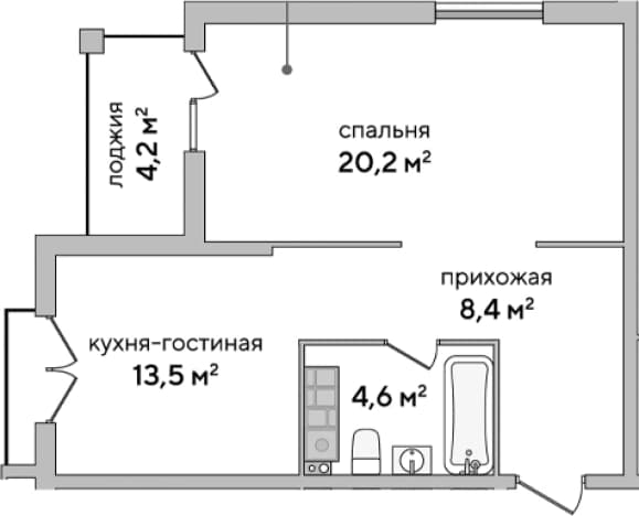 . Вариант № 2127053, 0, площадь - 46.7 квм, цена 17493062 рублей