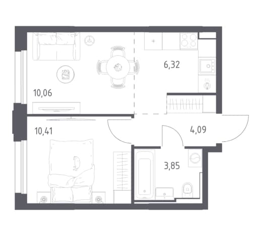 . Вариант № 2158015, 0, площадь - 34.73 квм, цена 16670717 рублей