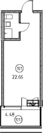. Вариант № 2234329, 0, площадь - 22.66 квм, цена 12823500 рублей