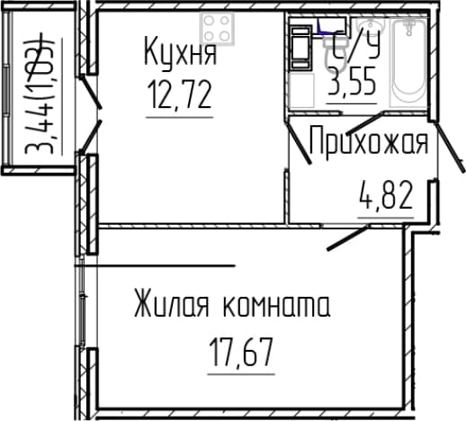 . Вариант № 2035769, 0, площадь - 38.76 квм, цена 7958000 рублей