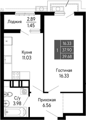 . Вариант № 2112254, 0, площадь - 37.9 квм, цена 10316800 рублей