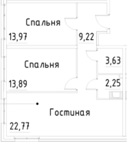 . Вариант № 1920326, 0, площадь - 65.73 квм, цена 14740977 рублей