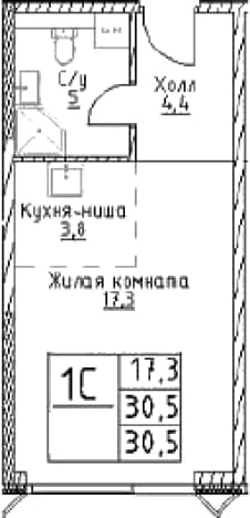 . Вариант № 348554, 0, площадь - 30.5 квм, цена 15692250 рублей