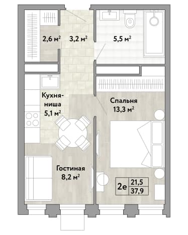. Вариант № 2272222, 0, площадь - 37.9 квм, цена 17737200 рублей