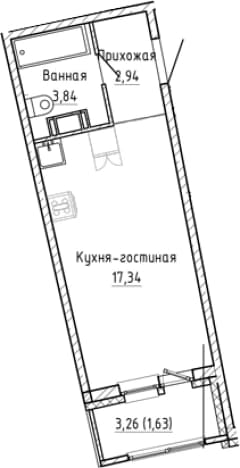 . Вариант № 2353472, 0, площадь - 24.12 квм, цена 5499156 рублей