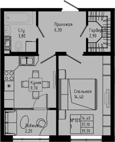 . Вариант № 2151703, 0, площадь - 37.1 квм, цена 5131000 рублей