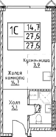 . Вариант № 348518, 0, площадь - 27.7 квм, цена 13861080 рублей