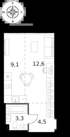 . Вариант № 2225981, 0, площадь - 29.5 квм, цена 15322300 рублей