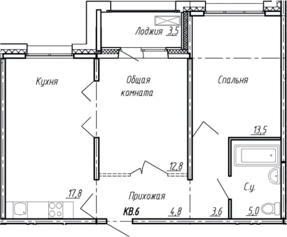 . Вариант № 1861595, 0, площадь - 57.5 квм, цена 9760000 рублей