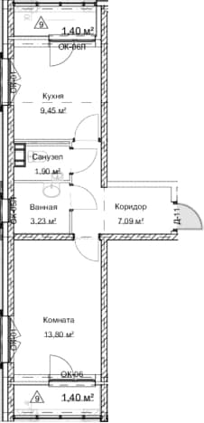 . Вариант № 1909842, 0, площадь - 35.9 квм, цена 14480000 рублей