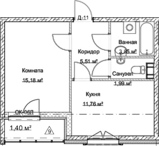 . Вариант № 1909839, 0, площадь - 38.75 квм, цена 14605000 рублей