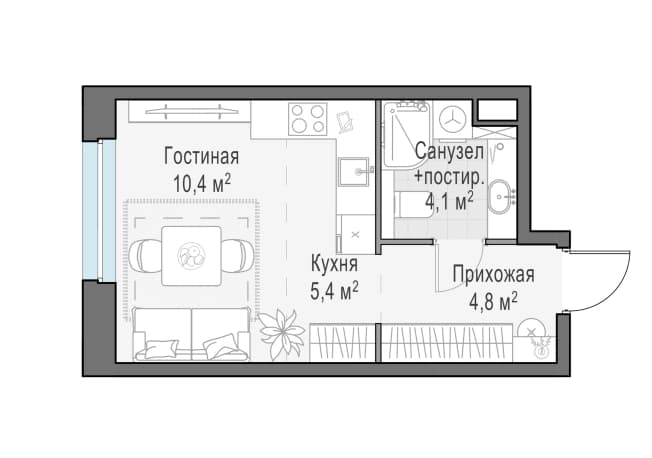 . Вариант № 1662552, 0, площадь - 24.7 квм, цена 6840000 рублей