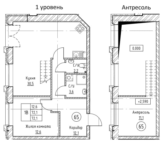 . Вариант № 1790780, 0, площадь - 72.1 квм, цена 11455000 рублей