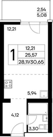 . Вариант № 2155064, 0, площадь - 28.11 квм, цена 10267750 рублей