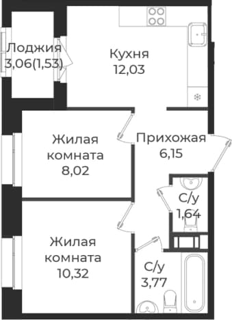 . Вариант № 1838666, 0, площадь - 41.93 квм, цена 7517711 рублей