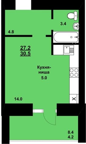Купить квартиру площадью 45 кв.м в Благовещенске. Вариант № 2259088, 0, площадь - квм, цена 7150000 рублей