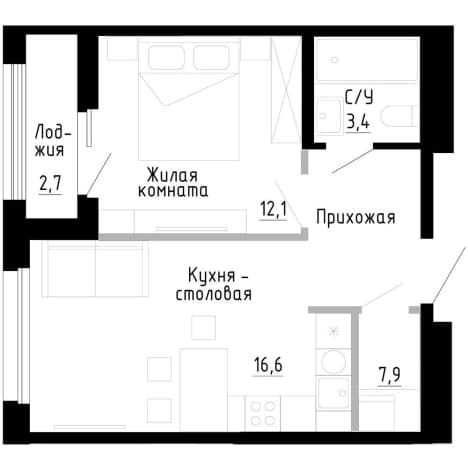 . Вариант № 1936859, 0, площадь - 41.4 квм, цена 9695880 рублей