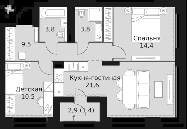 . Вариант № 2407427, 0, площадь - 65 квм, цена 33150000 рублей