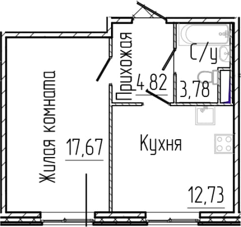 . Вариант № 1806130, 0, площадь - 39 квм, цена 7683000 рублей
