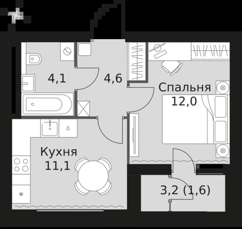 . Вариант № 2407410, 0, площадь - 33.4 квм, цена 20440800 рублей