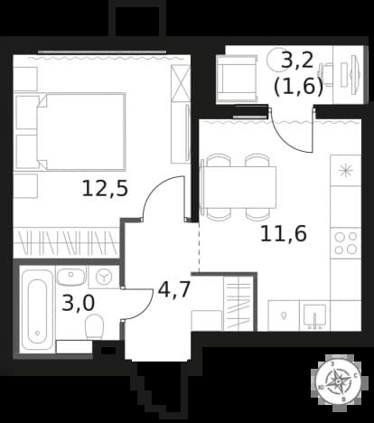 . Вариант № 2339766, 0, площадь - 33.4 квм, цена 10998620 рублей