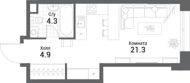 . Вариант № 2352489, 0, площадь - 30.5 квм, цена 24593719 рублей