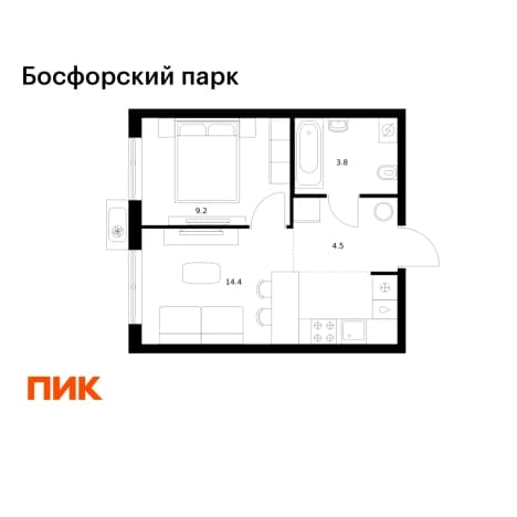 Купить однокомнатную квартиру в новостройках в ЖК Босфорский парк в Владивостоке. Вариант № 2018541, 1, площадь - квм, цена 8836300 рублей