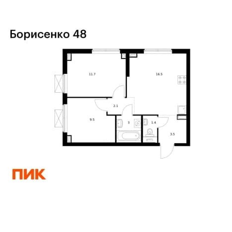 Купить двухкомнатную квартиру в новостройках в ЖК Борисенко 48 в Владивостоке. Вариант № 2243173, 1, площадь - квм, цена 10327050 рублей