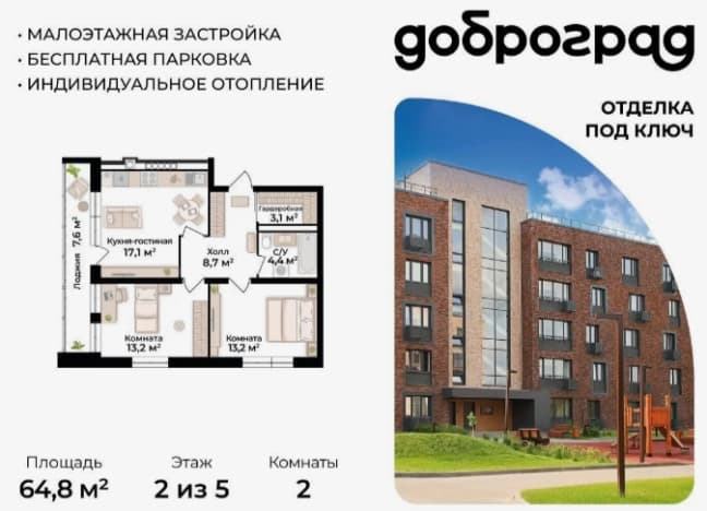 . Вариант № 2305918, 0, площадь - 63.5 квм, цена 17500000 рублей